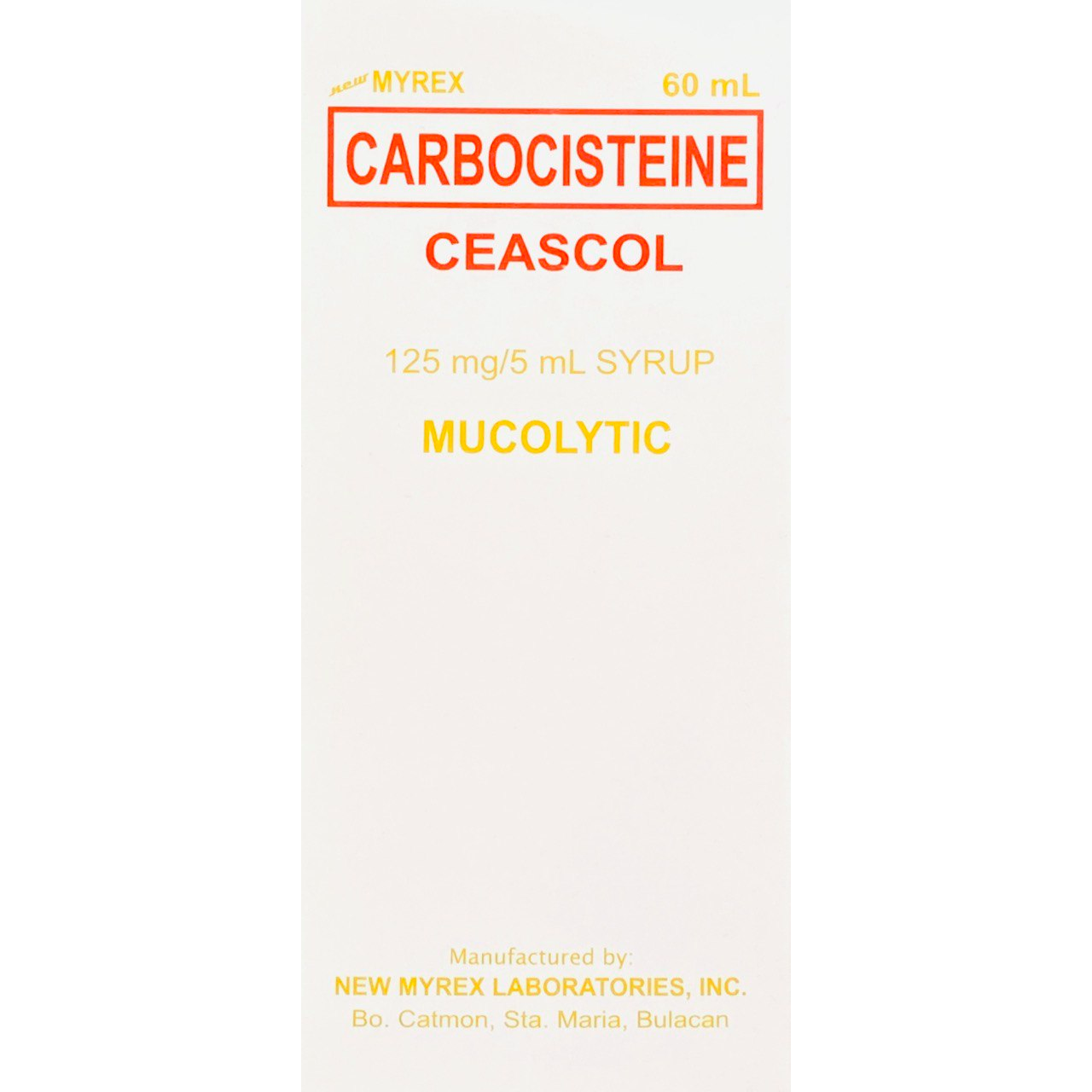 CEASCOL Carbocisteine 125mg / 5mL Syrup 60mL price in the Philippines ...