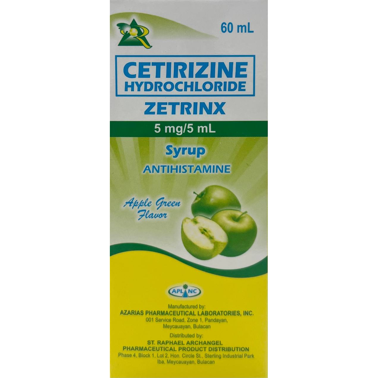 ZETRINX Cetirizine Hydrochloride 5mg / ml Syrup 60ml price in the