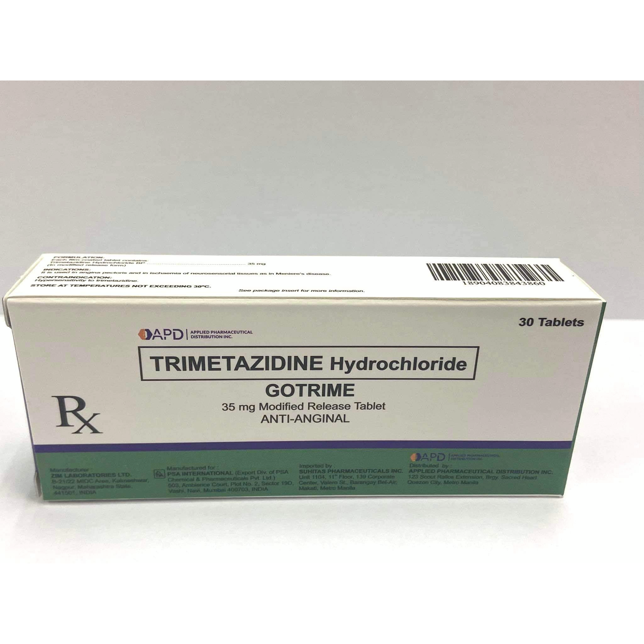 GOTRIME Trimetazidine Hydrochloride 35mg MR Tablet 30's price in the