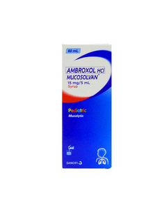 MUCOSOLVAN Ambroxol Hydrochloride 15mg / 5mL Syrup 60mL, Dosage Strength: 15mg / 5ml, Drug Packaging: Syrup 60ml