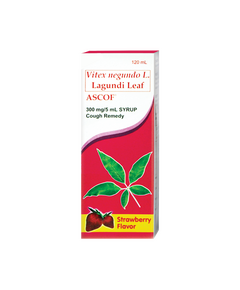 ASCOF Vitex Negundo L. (Lagundi Leaf) 300mg / 5mL Syrup 120mL Strawberry, Dosage Strength: 300mg / 5ml, Drug Packaging: Syrup 120ml, Drug Flavor: Strawberry