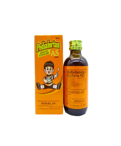 PEDIAFORTAN-AS Multivitamins / Buclizine Hydrochloride Syrup 60mL, Drug Packaging: Syrup 60ml