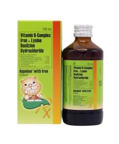APPEBON Multivitamins (Vit. B1, B6, & B12) / Buclizine Hydrochloride / Lysine Hydrochloride Syrup 120mL, Drug Packaging: Syrup 120ml