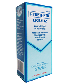 LICEALIZ Pyrethrin 2mg / mL Shampoo 60mL, Dosage Strength: 2 mg / mL, Drug Packaging: Shampoo 60ml