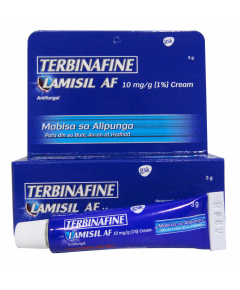 LAMISIL AF Terbinafine Hydrochloride 10mg / g (1.0%) Cream 3g, Dosage Strength: 10mg /g (1%), Drug Packaging: Cream 3g