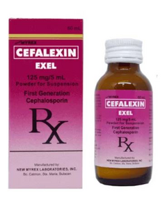 EXEL Cefalexin Monohydrate 125mg / 5mL Powder for Suspension 60mL, Dosage Strength: 125 mg / 5 ml, Drug Packaging: Powder for Suspension 60ml