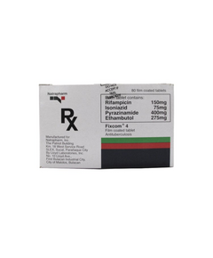 FIXCOM 4 Rifampicin / Isoniazid / Pyrazinamide / Ethambutol 150mg / 75mg / 400mg / 275mg Film-Coated Tablet 1's, Dosage Strength: 150mg / 75mg / 400mg / 275mg, Drug Packaging: Film-Coated Tablet 1's