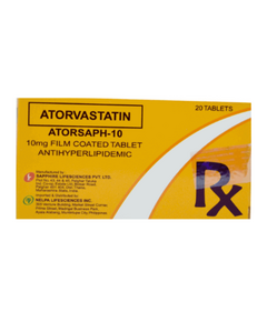ATORSAPH Atorvastatin 10mg Film-Coated Tablet 1's, Dosage Strength: 10 mg, Drug Packaging: Film-Coated Tablet 1's