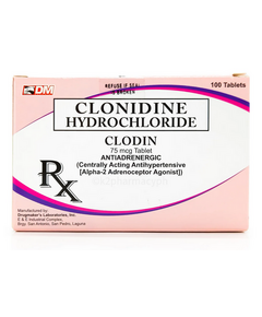 CLODIN Clonidine Hydrochloride 75mcg Tablet 1's, Dosage Strength: 75 mcg, Drug Packaging: Tablet 1's