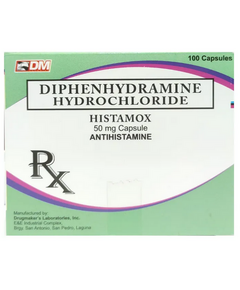 HISTAMOX Diphenhydramine Hydrochloride 50mg Capsule 1's, Dosage Strength: 50 mg, Drug Packaging: Capsule 1's