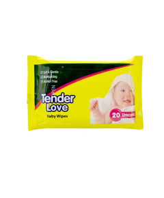 TENDER LOVE Baby Wipes 20's Unscented, Quantity: 20, Scent: Unscent