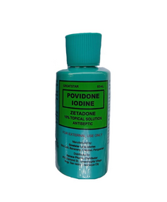 ZETADONE Povidone-Iodine 10mg / 100mL (10% w/v) Topical Solution 60mL, Dosage Strength: 10%, Drug Packaging: Topical Solution 60ml