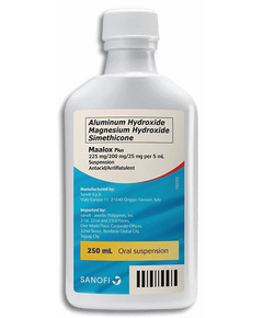 MAALOX PLUS Aluminum Hydroxide / Magnesium Hydroxide / Simethicone 225mg / 200mg / 25mg per 5mL Suspension 250mL, Dosage Strength: 225 mg / 200 mg / 25 mg per 5 ml, Drug Packaging: Suspension 250ml