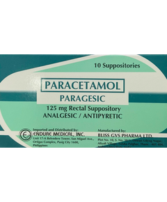 PARAGESIC Paracetamol 125mg Rectal Suppository 1's, Dosage Strength: 125 mg, Drug Packaging: Rectal Suppository 1's