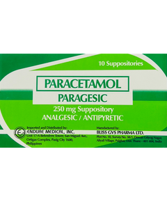 PARAGESIC Paracetamol 250mg Rectal Suppository 1's, Dosage Strength: 250 mg, Drug Packaging: Rectal Suppository 1's