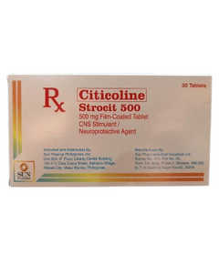 STROCIT 500 Citicoline 500mg Film-Coated Tablet 1's, Dosage Strength: 500mg, Drug Packaging: Film-Coated Tablet 1's