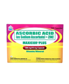 MAXICOR PLUS Ascorbic Acid / Zinc 500mg / 10mg Capsule 1's