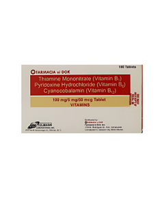 FARMACIA NI DOK Thiamine Mononitrate / Pyridoxine Hydrochloride/ Cyanocobalamin 100mg / 5mg / 50mcg Tablet 1's