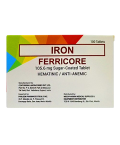 FERRICORE Ferrous Sulfate 105.6mg Tablet 1's