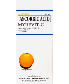 MYREVIT-C Ascorbic Acid 100mg / 5mL Syrup 60mL Orange, Dosage Strength: 100 mg / 5 ml, Drug Packaging: Syrup 60ml, Drug Flavor: Orange
