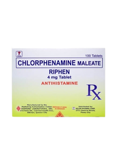 RIPHEN Chlorphenamine Maleate 4mg Tablet 1's, Dosage Strength: 4mg, Drug Packaging: Tablet 1's