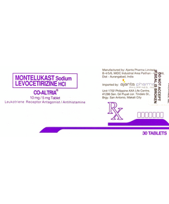 CO-ALTRIA Montelukast / Levocetirizine 10mg / 5mg - 1 Tablet, Dosage Strength: 10mg / 5mg, Drug Packaging: Tablet 1's