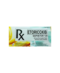 SAPHETOR 120 Etoricoxib 120mg Film-Coated Tablet 1's, Dosage Strength: 120 mg, Drug Packaging: Film-Coated Tablet 1's