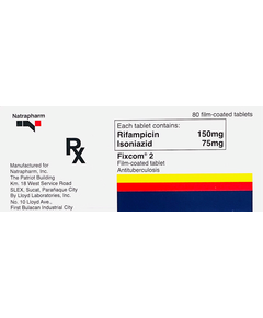 FIXCOM 2 Rifampicin / Isoniazid 150mg / 75mg Film-Coated Tablet 1's, Dosage Strength: 150mg / 75mg, Drug Packaging: Film-Coated Tablet 1's