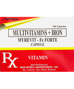 MYREVIT-FE FORTE Ferrous Fumarate / Vitamin B Complex Capsule 1's, Dosage Strength: 150 mg / 50 mg / 25 mg / 25 mcg, Drug Packaging: Capsule 1's