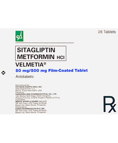 VELMETIA Sitagliptin / Metformin 50mg / 500mg - 1 Tablet, Dosage Strength: 50mg / 500mg, Drug Packaging: Film-Coated Tablet 1's
