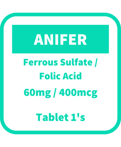 ANIFER Ferrous Sulfate / Folic Acid 60mg / 400mcg Film-Coated Tablet 1's