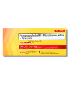 AMBIFLU 1 Tablet - Phenylpropanolamine / Chlorphenamine / Paracetamol 25mg / 2mg / 325mg, Dosage Strength: 25mg / 2mg / 325mg, Drug Packaging: Tablet 1's