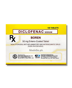 BOREN Diclofenac 50mg - 1 Box x 100 Tabs, Dosage Strength: 50 mg, Drug Packaging: Enteric-Coated Tablet 100's