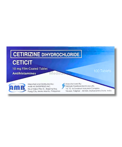 CETICIT Cetirizine 10mg - 1 Box x 100 Tabs, Dosage Strength: 10 mg, Drug Packaging: Film-Coated Tablet 100's
