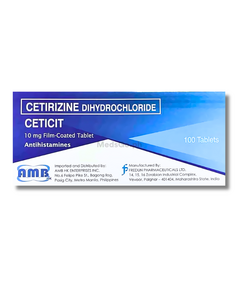 CETICIT Cetirizine 10mg - 10 Tabs, Dosage Strength: 10 mg, Drug Packaging: Film-Coated Tablet 1's