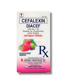 Image of DIACEF CEFALEXIN MONOHYDRATE 100MG / ML POWDER FOR SUSPENSION (ORAL DROPS) 10ML STRAWBERRY