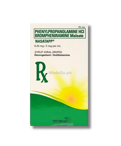 NASATAPP Phenylpropanolamine Hydrochloride /Brompheniramine Maleate 6.25mg / 2mg per mL Syrup (Oral Drops) 15mL