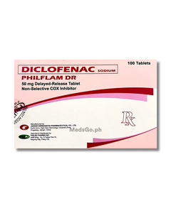 PHILFLAM DR Diclofenac 50mg - 1 Box x 100 Tabs, Dosage Strength: 50mg, Drug Packaging: Delayed-Release Tablet 100's