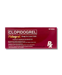 PIDOGREL Clopidogrel 75mg -  1 Box x 100 Tabs, Dosage Strength: 75mg, Drug Packaging: Film-Coated Tablet 100's