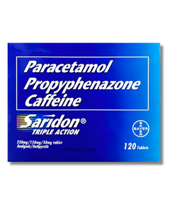 Image of SARIDON TRIPLE ACTION 20 TABS - PARACETAMOL / PROPYPHENAZONE / CAFFEINE 250MG / 150MG / 50MG