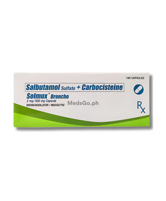 Image of SOLMUX BRONCHO SALBUTAMOL SULFATE / CARBOCISTEINE 2MG / 500MG CAPSULE 1'S