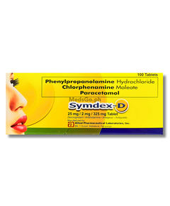SYMDEX-D 1 Tablet - Phenylpropanolamine / Chlorphenamine / Paracetamol 25mg / 2mg / 325mg, Dosage Strength: 25mg / 2mg / 325mg, Drug Packaging: Tablet 1's