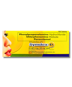 SYMDEX-D 1 Box x 100 Tabs - Phenylpropanolamine / Chlorphenamine / Paracetamol 25mg / 2mg / 325mg, Dosage Strength: 25mg / 2mg / 325mg, Drug Packaging: Tablet 100's