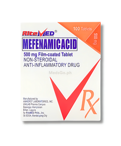 RITEMED Mefenamic Acid 500mg - 1 Tablet, Dosage Strength: 500mg, Drug Packaging: Film-Coated Tablet 1's