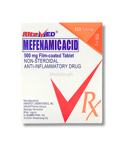 RITEMED Mefenamic Acid 500mg - 1 Box x 100 Tabs, Dosage Strength: 500mg, Drug Packaging: Film-Coated Tablet 100's