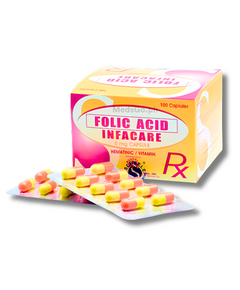 INFACARE Folic Acid 5mg - 1 Box x 100 Caps, Dosage Strength: 5 mg, Drug Packaging: Capsule 100's