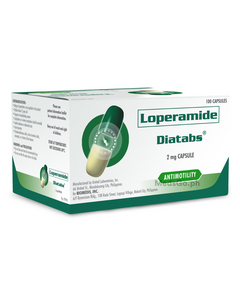 DIATABS Loperamide 2mg - 1 Box x 100 Caps, Dosage Strength: 2 mg, Drug Packaging: Capsule 100's