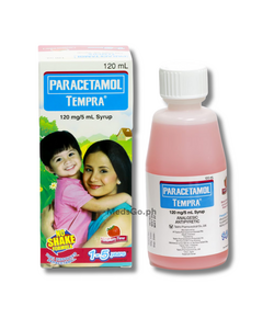 TEMPRA Paracetamol 120mg / 5mL Syrup 120mL Strawberry, Dosage Strength: 120mg / 5ml, Drug Packaging: Syrup 120ml, Drug Flavor: Strawberry