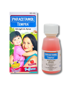 TEMPRA Paracetamol 120mg / 5mL Syrup 60mL Strawberry, Dosage Strength: 120mg / 5ml, Drug Packaging: Syrup 60ml, Drug Flavor: Strawberry