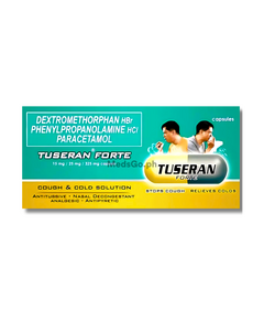 TUSERAN FORTE Dextromethorphan Hydrobromide / Phenylpropanolamine Hydrochloride / Paracetamol 15mg / 25mg / 325mg Capsule 1's, Dosage Strength: 15 mg / 25 mg / 325 mg, Drug Packaging: Capsule 1's